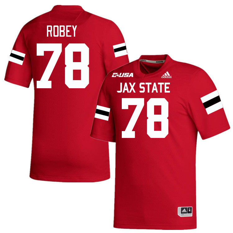 #78 Brock Robey Jacksonville State Gamecocks College Football Jerseys Stitched-Red